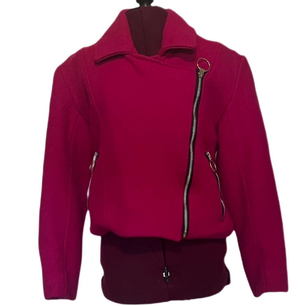 Pelican Cove Vintage punk wool pink zipper motorcycle jacket sm